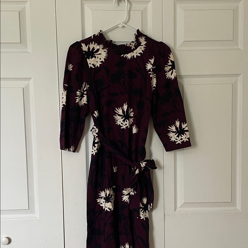 Ann Taylor Floral Purple and Navy Dress